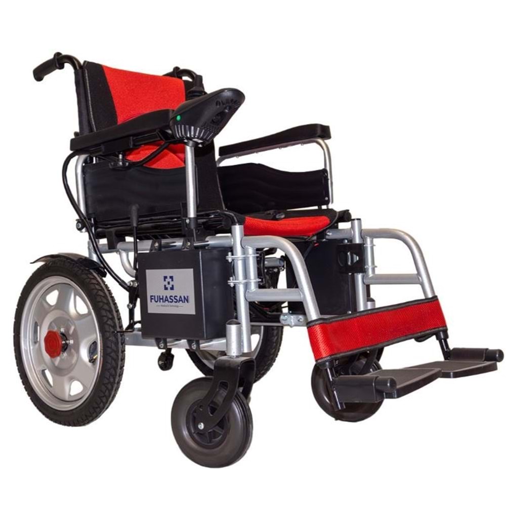 FUHASSAN FH901 AKÜLÜ TEKERLEKLİ SANDALYE (KIRMIZI) AKÜLER YANDA