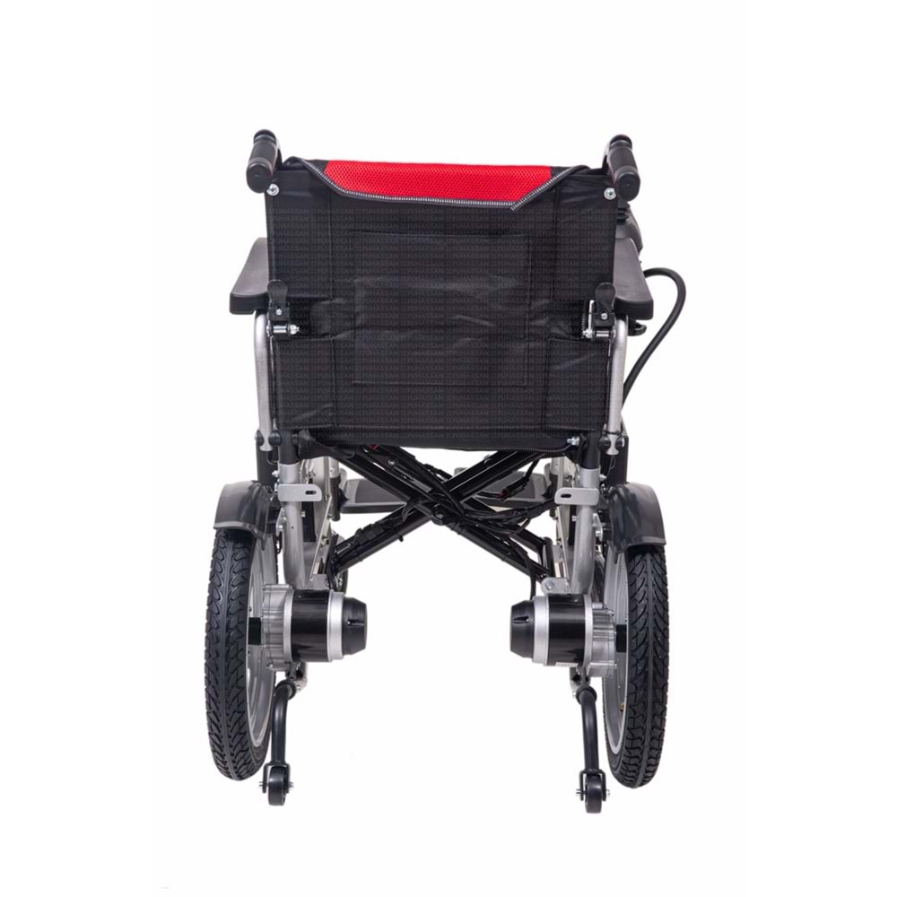 FUHASSAN FH901 AKÜLÜ TEKERLEKLİ SANDALYE (KIRMIZI) AKÜLER YANDA
