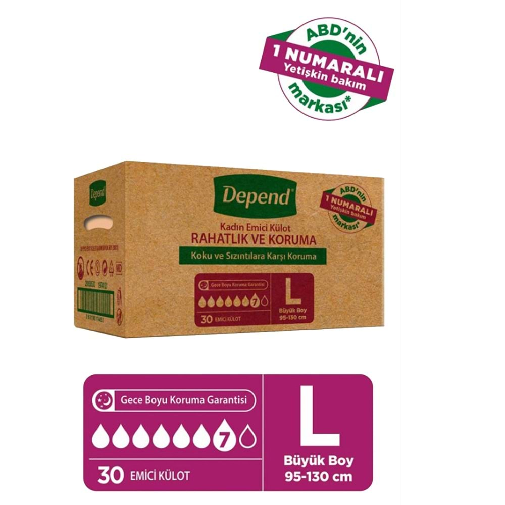 DEPEND EMİCİ KÜLOT BAYAN LARGE (30 PK)