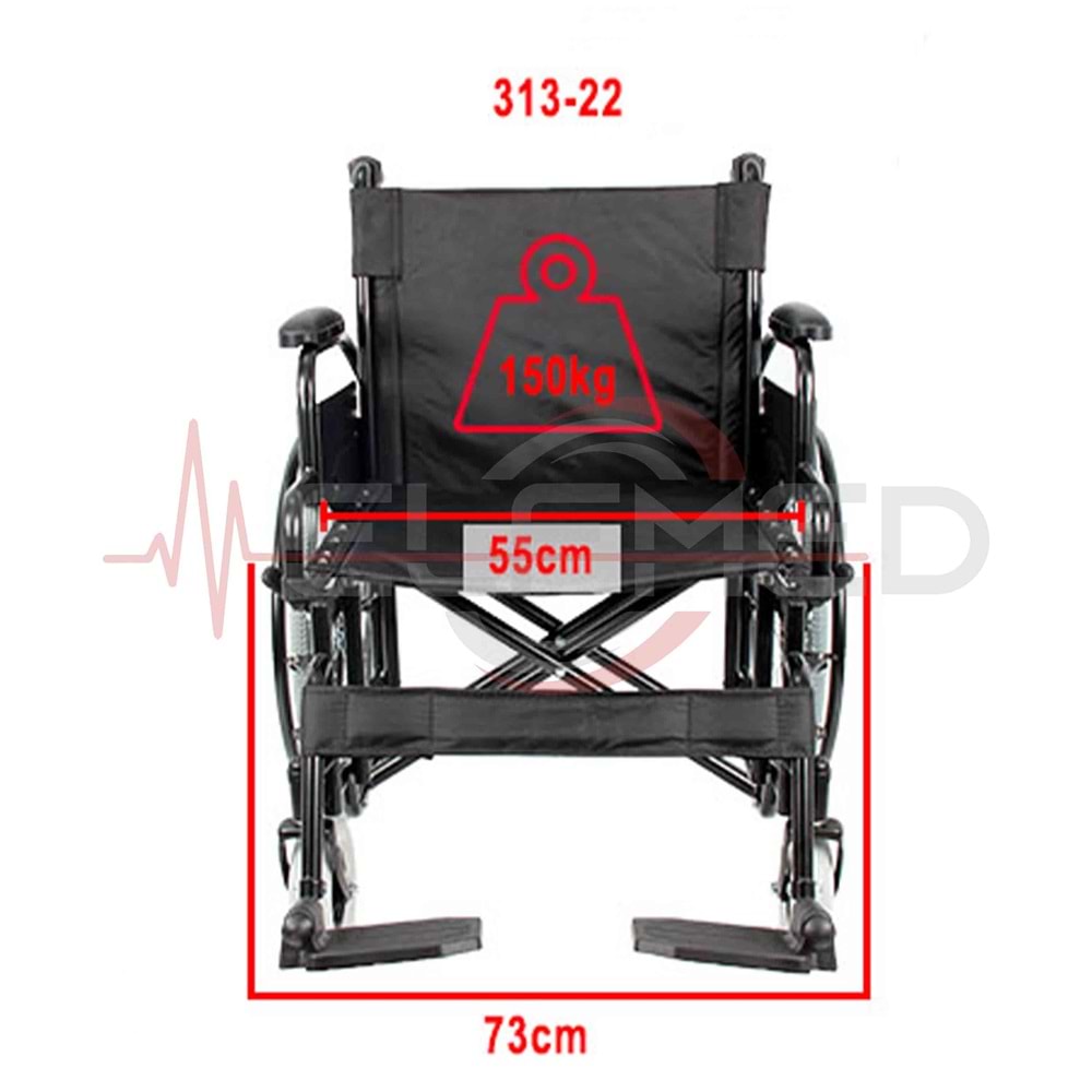 SWEMO WG-M313-22 Refakçi Frenli Manuel Tekerlekli Sandalye (55cm)