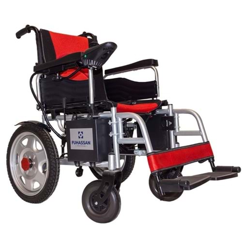FUHASSAN FH901 AKÜLÜ TEKERLEKLİ SANDALYE (KIRMIZI) AKÜLER YANDA