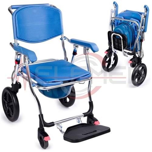 FH22 KATLANABİLİR BANYO VE TUVALET ÖZELLİKLİ TEKERLEKLİ SANDALYE