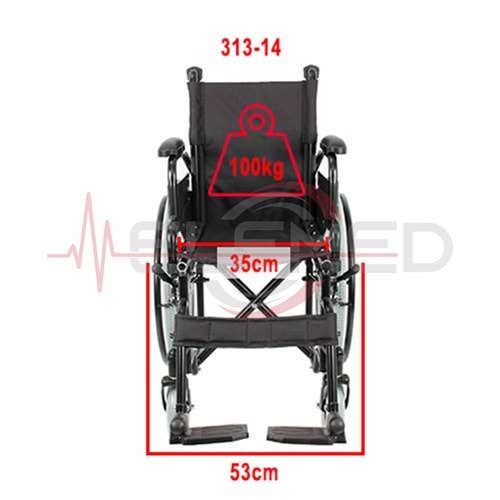 SWEMO WG-M313-14 Refakçi Frenli Manuel Tekerlekli Sandalye (35cm)