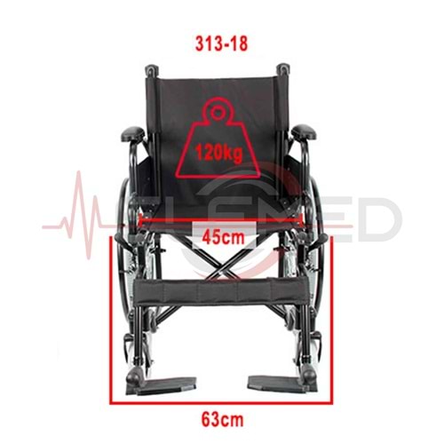 SWEMO WG-M313-18 Refakçi Frenli Manuel Tekerlekli Sandalye (45cm)
